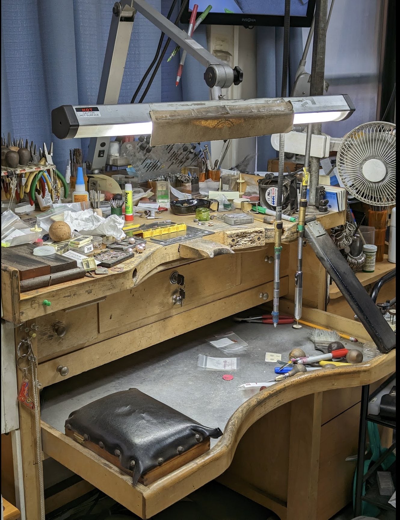The Iva Esa jeweler's bench in the Manhattan studio